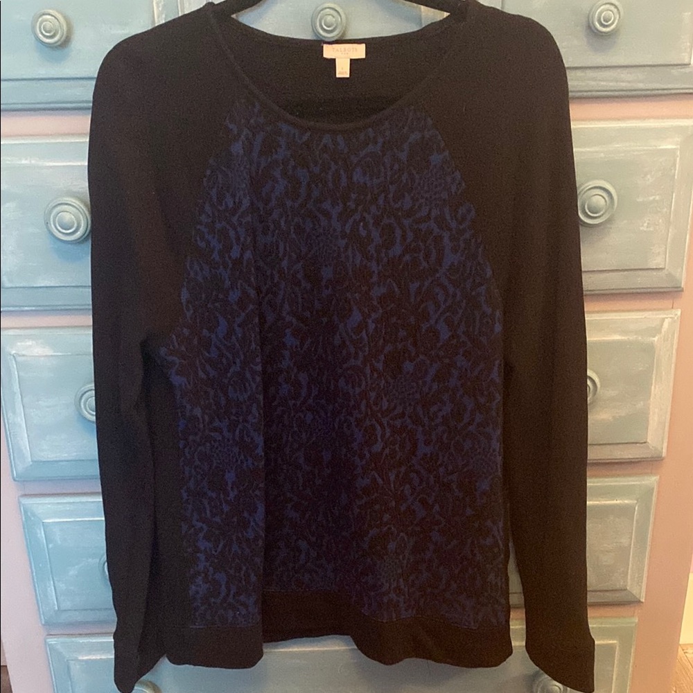 Women's Black and Blue Patterned Top